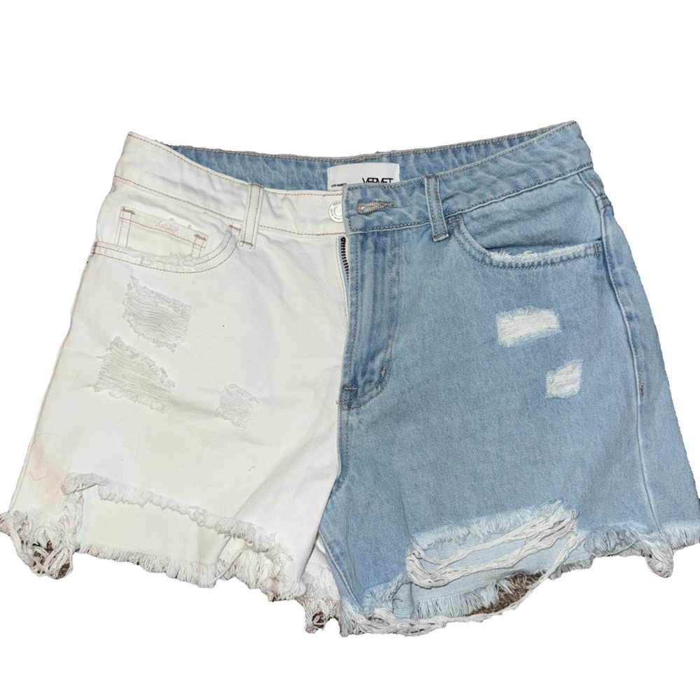 Vervet distressed White and Blue Jean Shorts